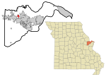 St. Charles County Missouri Incorporated and Unincorporated areas Josephville Highlighted